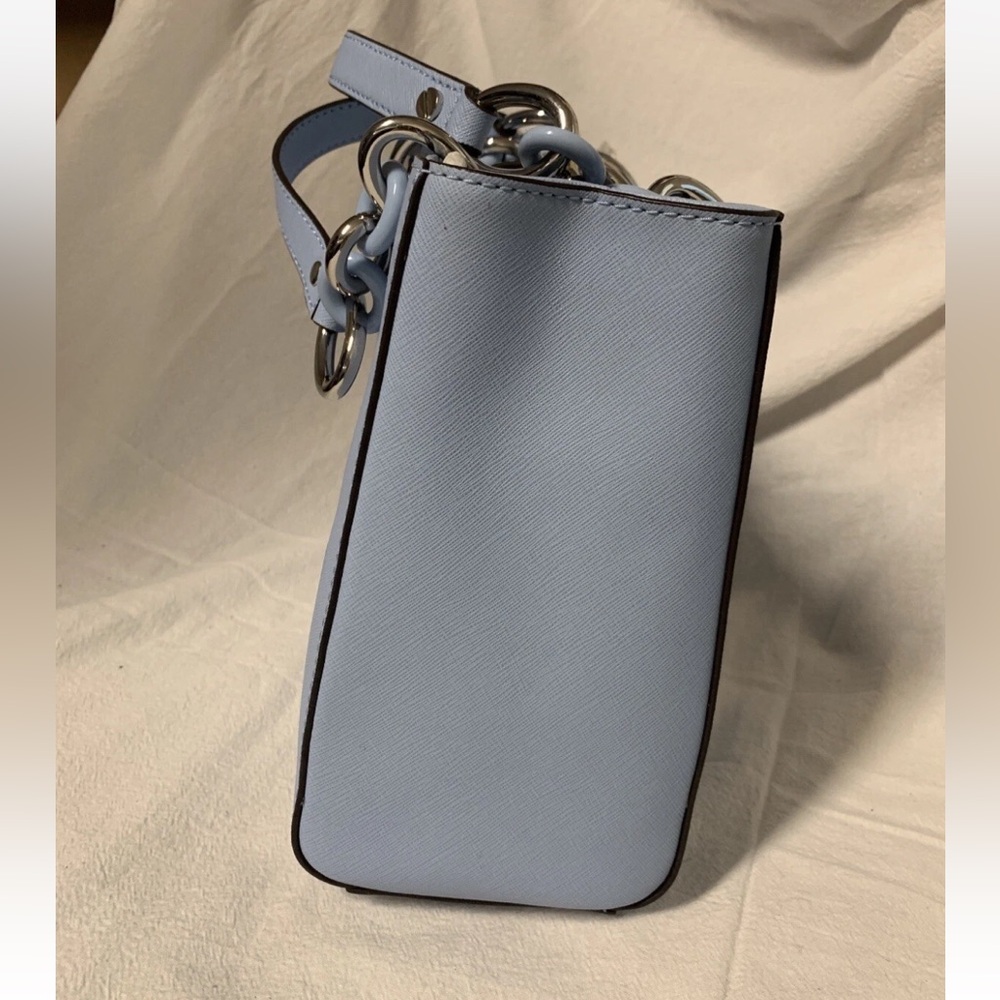 NWT Michael Kors Cynthia Small Saffiano Leather Satchel Bag $298 Sky Blue - Picture 3 of 8